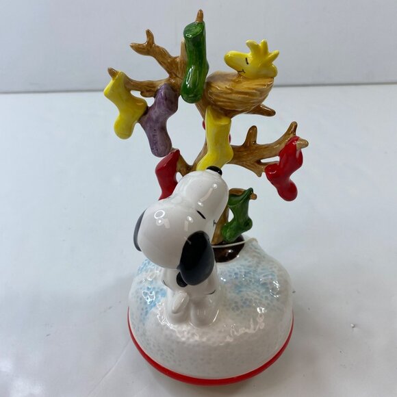Schmid Peanuts Snoopy Oh Christmas Tree 1980 Musical Figurine First Limited - Picture 4 of 10